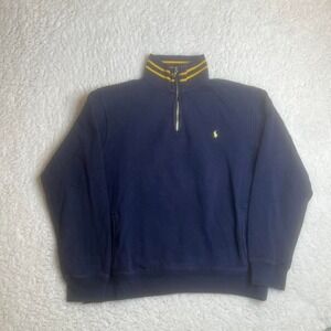Vintage polo Ralph Lauren‎ men's blue quarter zip sweatshirt large